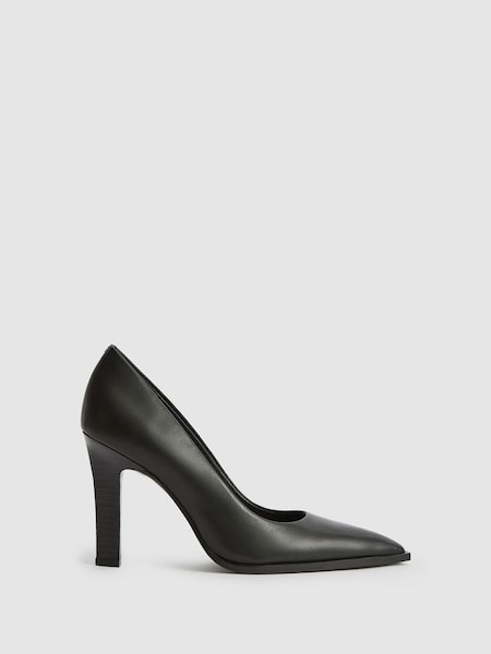 Leather Court Shoes in Black (U39097) | £120