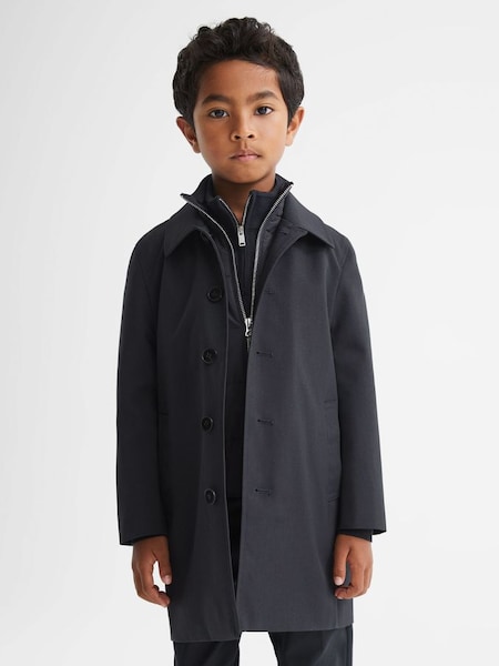Junior Trench With Funnel-Neck Insert in Navy (U40814) | £60