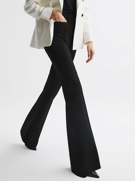 Flared High Rise Trousers in Black (U44534) | £138