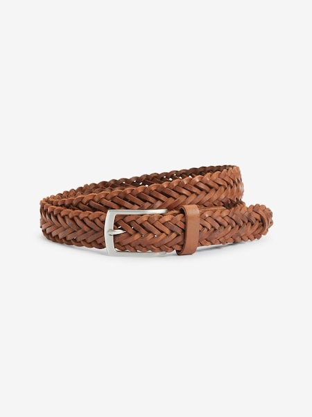 Brown Leather Weave Belt (U47257) | £25