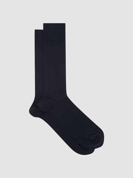 Ribbed Socks in Navy (U49334) | £10
