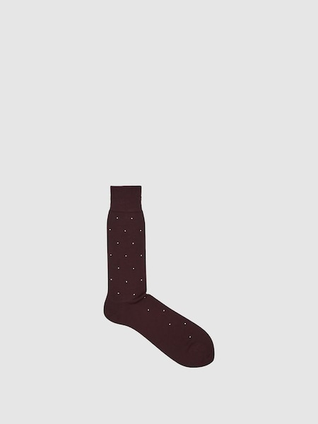 Polka Dot Socks in Bordeaux (U49338) | £10