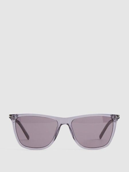 Paige Square Acetate Frame Sunglasses in Pale Grey (U56883) | £220