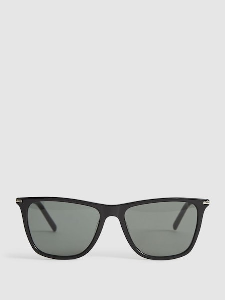 Paige Square Acetate Frame Sunglasses in Black (U56884) | £220