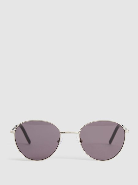 Paige Round Metal Frame Sunglasses in Silver (U56887) | £240