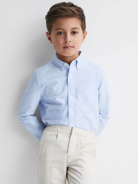 Junior Slim Fit Button-Down Oxford Shirt in Soft Blue (U61985) | £28