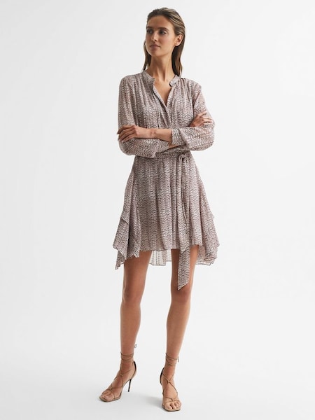 Metallic Thread Long Sleeve Flippy Dress in Pink (U65535) | £75
