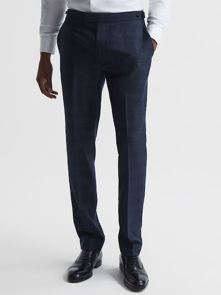 Prince of Wales Check Mixer Trousers in Navy (U70200) | £75