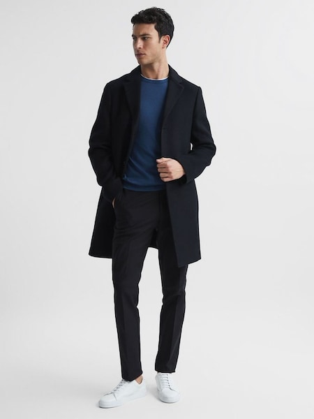 Single Breasted Overcoat in Black (U71427) | £295
