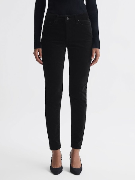 Velvet Mid Rise Skinny Jeans in Black (U72997) | £68