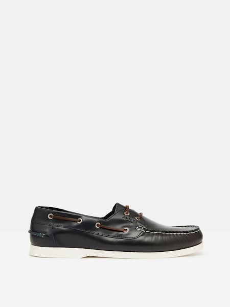 Navy Blue Classic Leather Boat Shoes (U75285) | £33