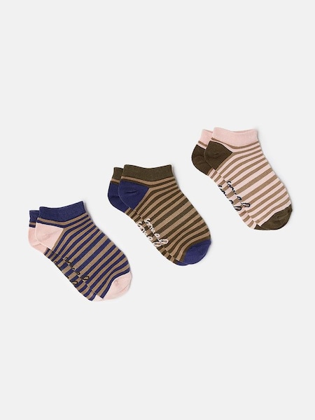 Rilla Pink Striped Trainer Socks (3 Pack) (U75289) | £12.95