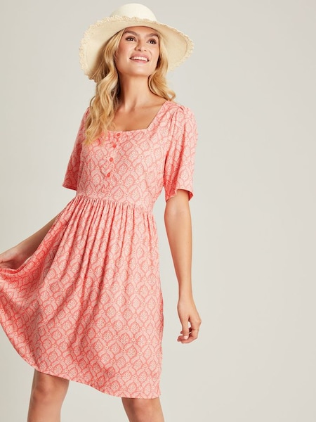 Norah Pink Square Neck Dress (U75383) | £29