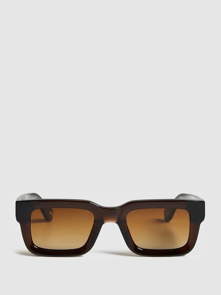 Chimi Rectangular Frame Acetate Sunglasses in Brown (U76909) | £120