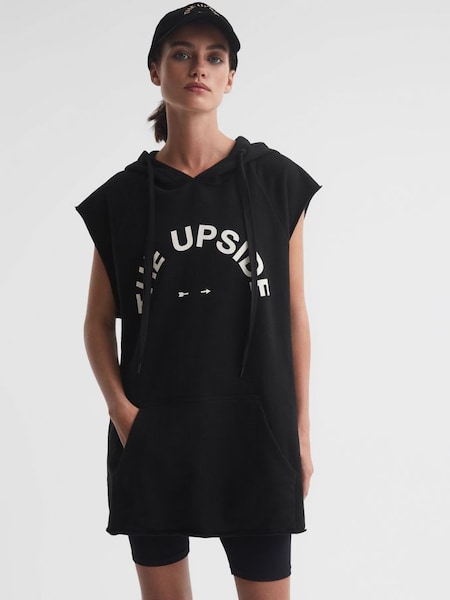 The Upside Cotton Sleeveless Hooded Jumper in Black (U78322) | £129