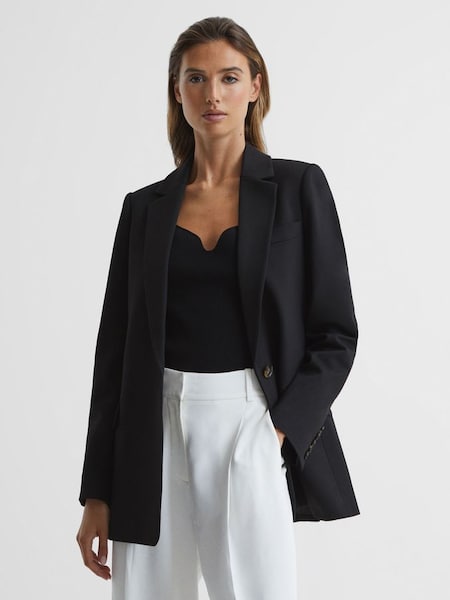 Single Breasted Boyfriend Blazer in Black (U94373) | £125