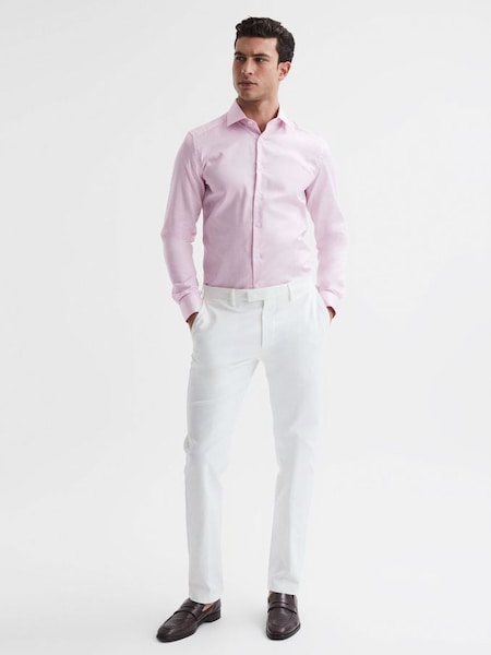 Cotton Satin Slim Fit Shirt in Pink (U97031) | £78