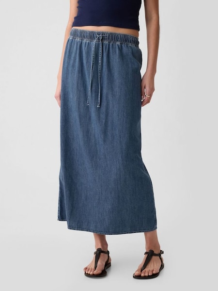 Blue Chambray Denim Maxi Skirt (V43316) | £40