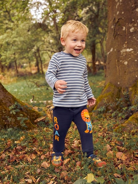 Boys' Dino Appliqué With Pet In Pocket Joggers in Navy Blue Lion (102237) | $31