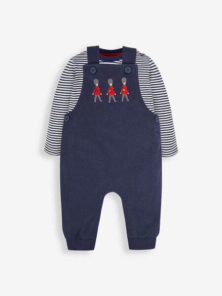 Boys' Highland Cow Appliqué Pocket Dungarees & Stripe Top Set in Navy (111820) | $43