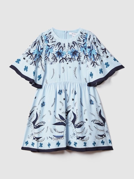 Teen Printed Flared Sleeve Dress in Blue (125952) | €140