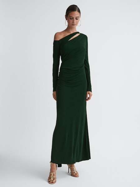 Off-The-Shoulder Cut-Out Maxi Dress in Green (130440) | CHF 170