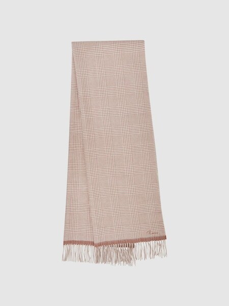 Wool Blend Double-Sided Embroidered Scarf in Biscuit (133611) | $135