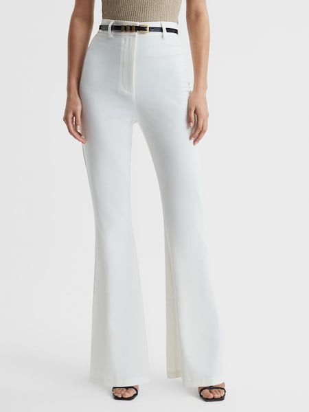 Pantalons évasés taille haute Significant Other, couleur crème (140925) | 320 €