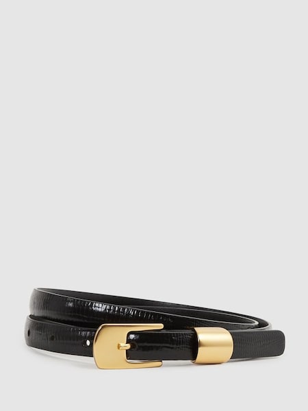 Leather Thin Belt in Black (143758) | $95