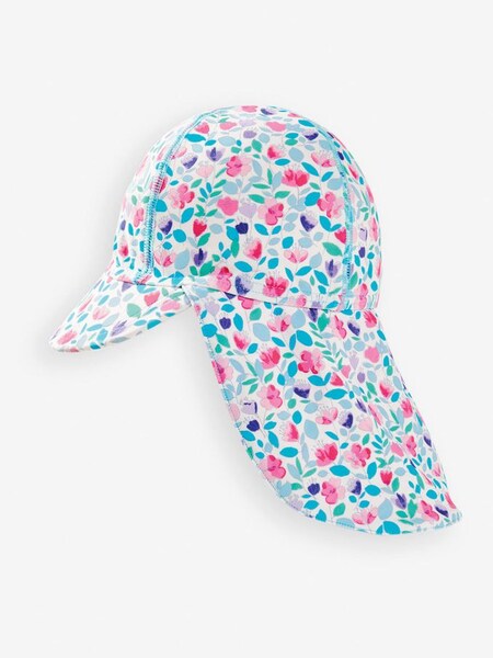 Kids' Meadow Floral Flap Sun Protection Hat in Blue (146314) | $22