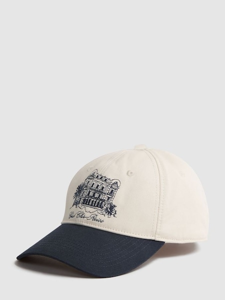 Reiss | Ché Embroidered Baseball Cap in White/Bright Blue (146834) | $110