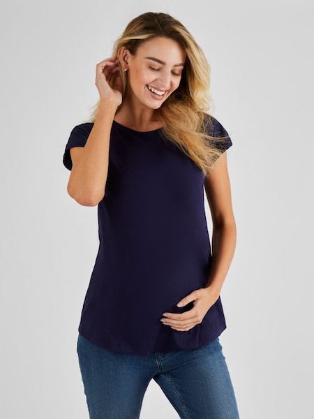 Boyfriend Cotton Maternity T-Shirt in Navy (153200) | $27