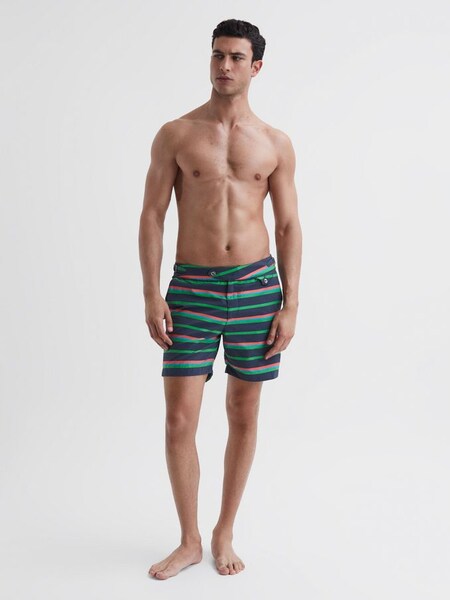 Hemingsworth Side Adjuster Striped Swim Shorts in Indigo (154564) | $169