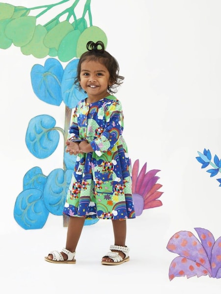 Elmer Print Button Front Dress in Navy (164341) | $18