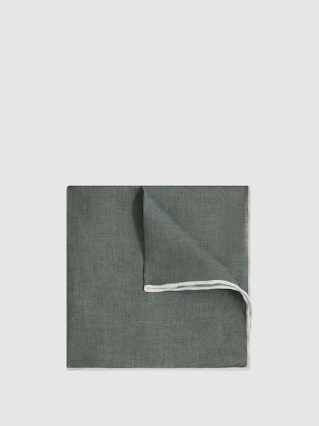 Linnen pochet met contrasterende rand in pistachekleurige gemêlerende slip (172544) | € 55