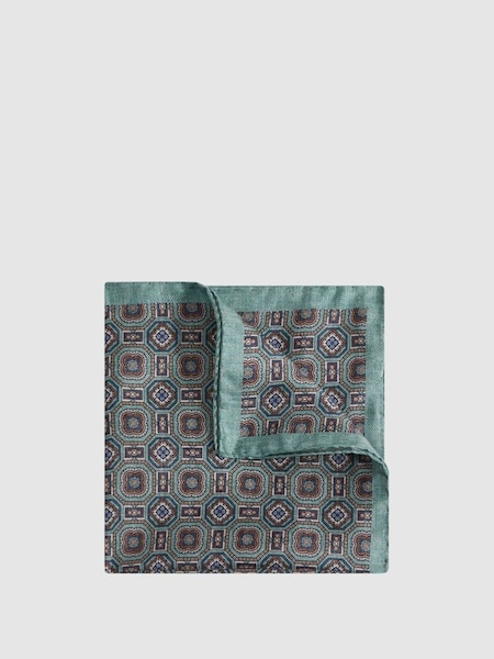 Silk Medallion Print Pocket Square in Sage (173202) | €55