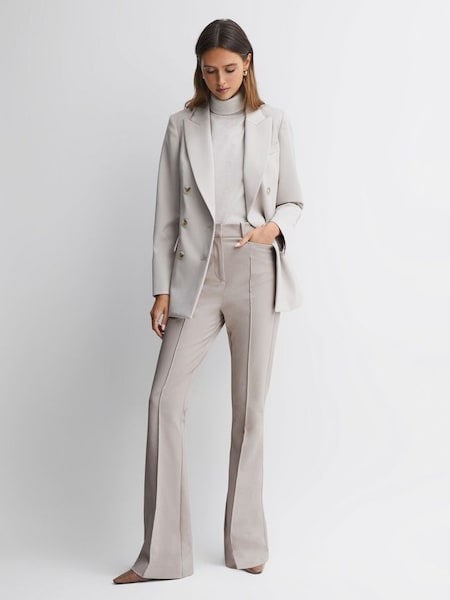 Flared High Rise Trousers in Neutral (173428) | $225