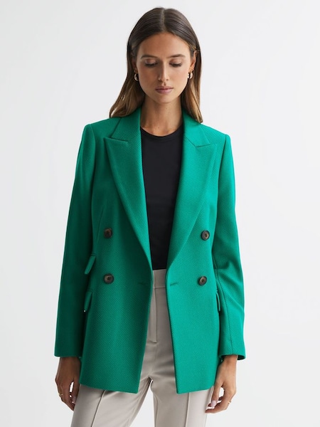 綠色單排扣斜紋布西裝外套 (173966) | HK$1,473