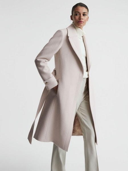 Relaxed Wool Blend Belted Coat in Neutral (181501) | CHF 545
