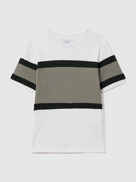 Teen T-Shirt aus Baumwolle mit Rundhalsausschnitt und Farbblockdesign, Grün (181928) | 30 €