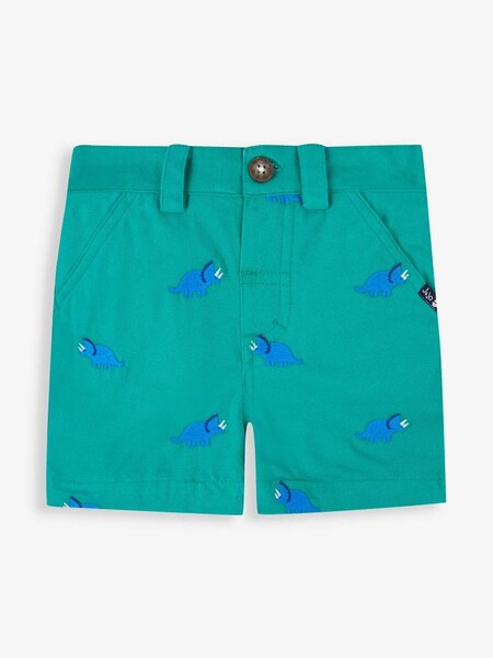 Dino Embroidered Twill Chino Shorts in Green (183375) | $15