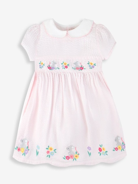 Pink Mouse Embroidered Smocked Dress (189666) | €21