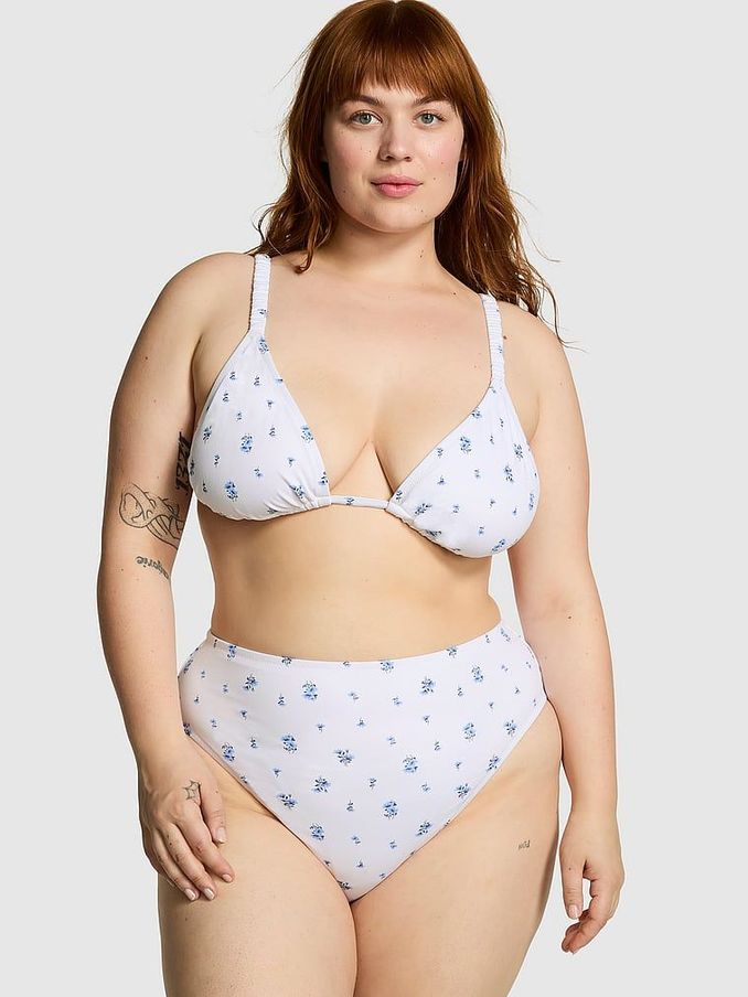 White floral high waisted bikini sale