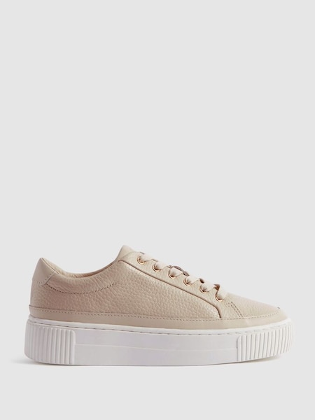 Grained Leather Platform Trainers in Nude (194876) | €195