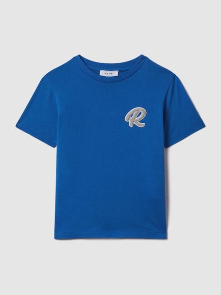 Blauw katoenen T-shirt met ronde hals en tienerprint in Lapis-blauw (195572) | € 30
