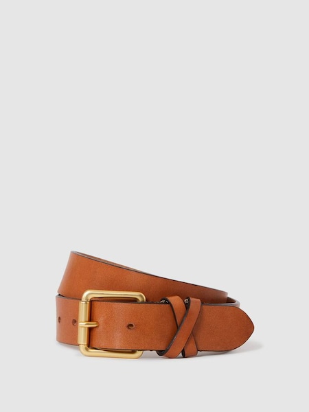 Leather Buckle Belt in Tan (201482) | SAR 385