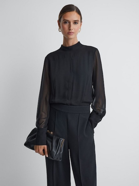 Sheer Fitted Jumpsuit in Black (230348) | $480