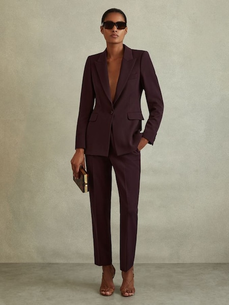 Tailored Single Breasted Suit Blazer in Berry (239146) | $330