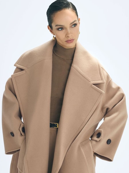 Manteau Atelier en laine et cachemire à couture invisible, chameau (247367) | 995 €