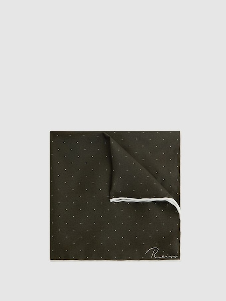 Zijden pochet van zijde met stippen in donkergroen (261169) | € 55